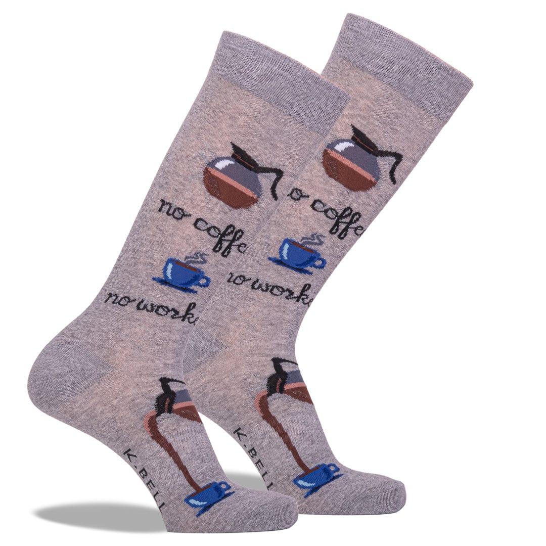 Men's No Coffee No Workee Crew Socks Grey