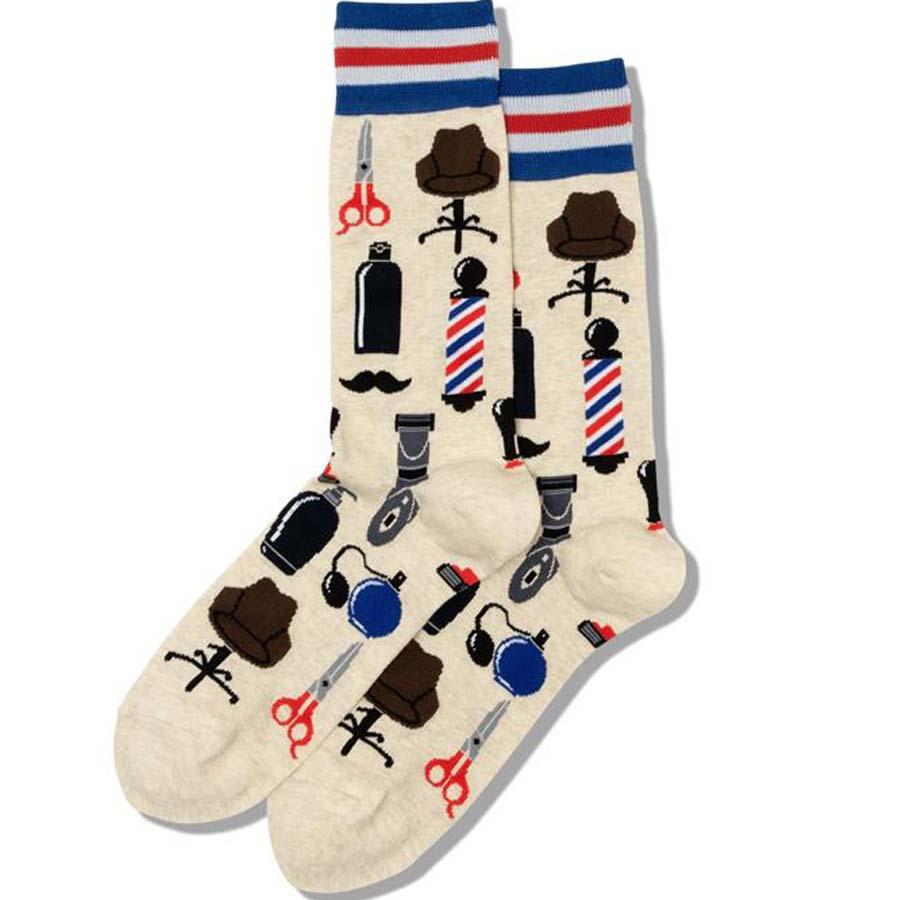 Barber Shop Men's Crew Socks Tan