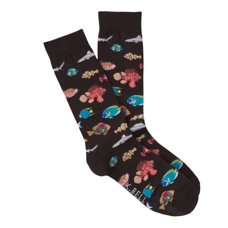 Exotic Fish Socks Men’s Crew Sock Black