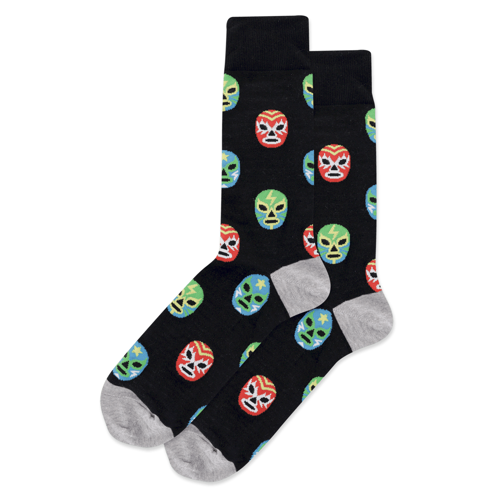 Men's Mexican Wrestler Masks Crew Socks Black