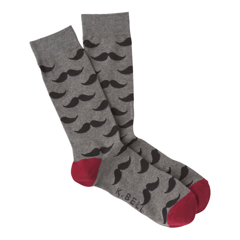 Mustache Socks Men’s Crew Sock Regular / Grey