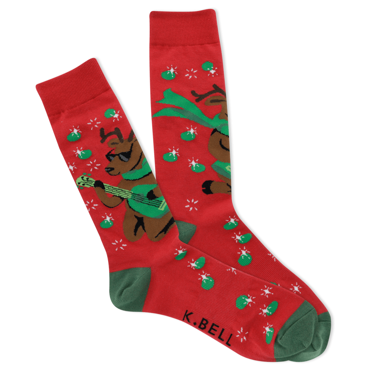 Rockin Reindeer Men's Crew Socks Red