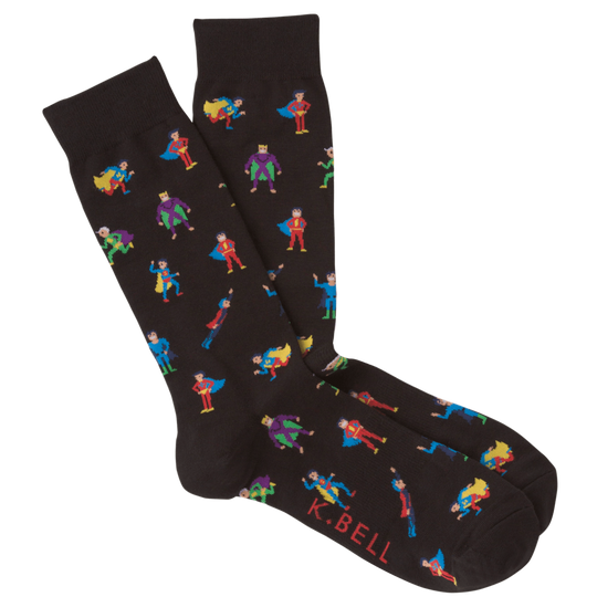 Super Hero Socks Men’s Crew Sock Black