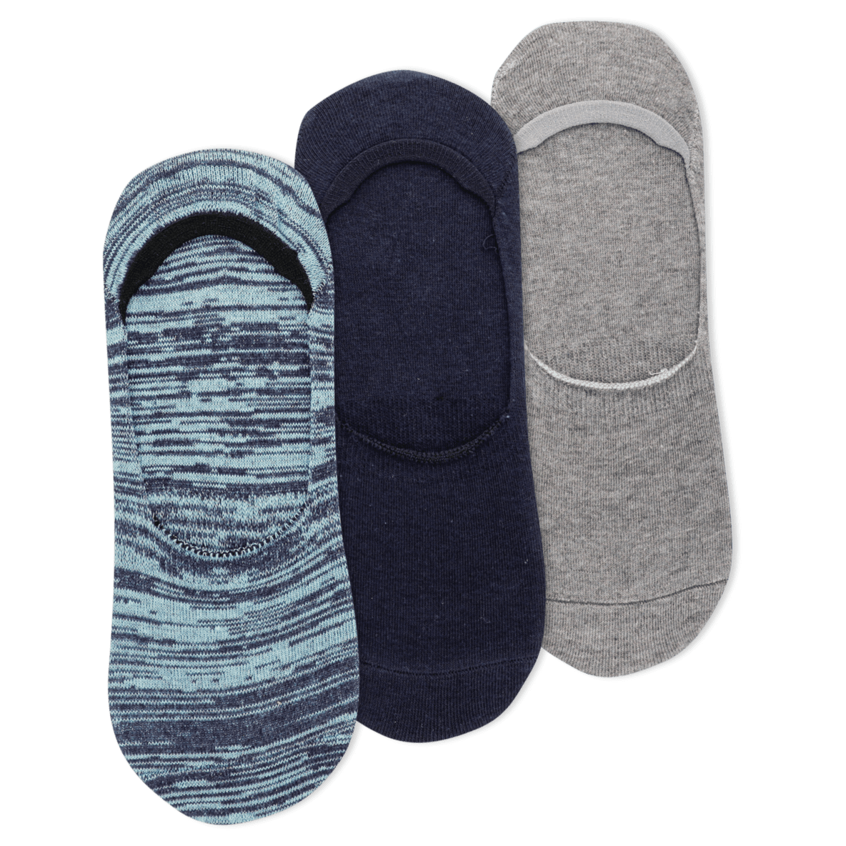 Men&#39;s Two Tone Essential Liners 3 Pair Pack Socks Blue Grey Navy