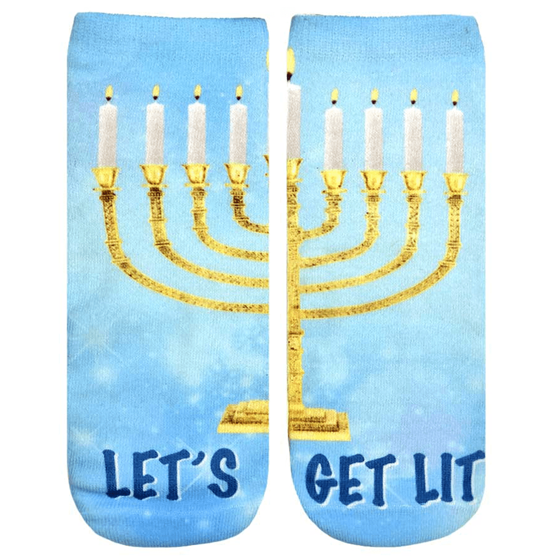 Menorah Ankle Socks Blue
