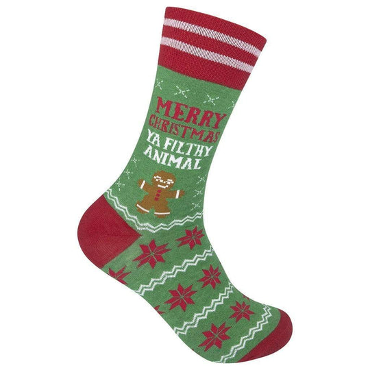 Merry Christmas Ya Filthy Animal Unisex Crew Socks Green
