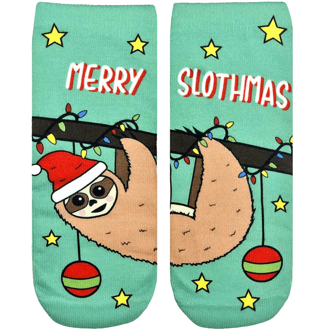 Merry Slothmas Ankle Socks Mint