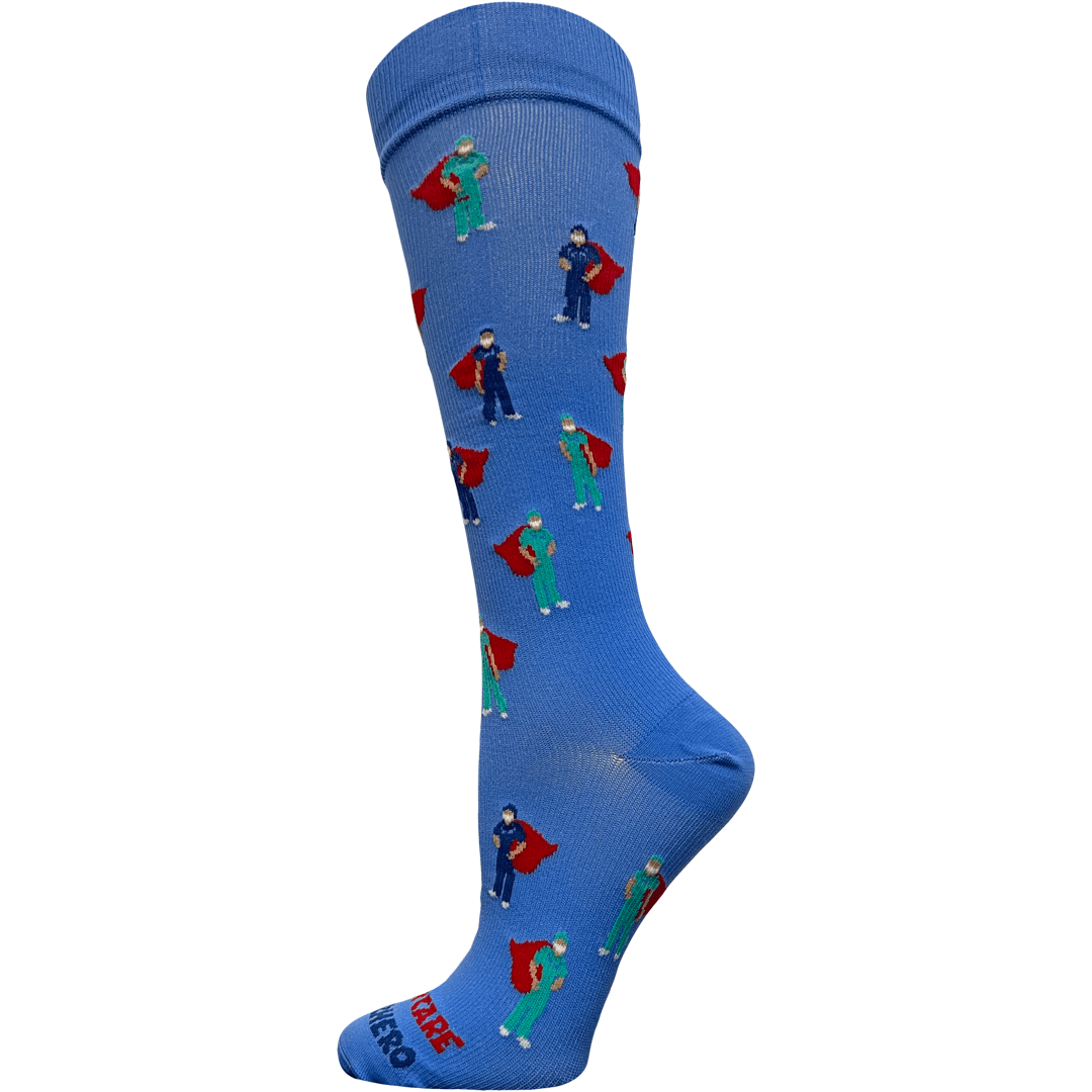 Healthcare Superhero Women&#39;s Compression Socks Blue