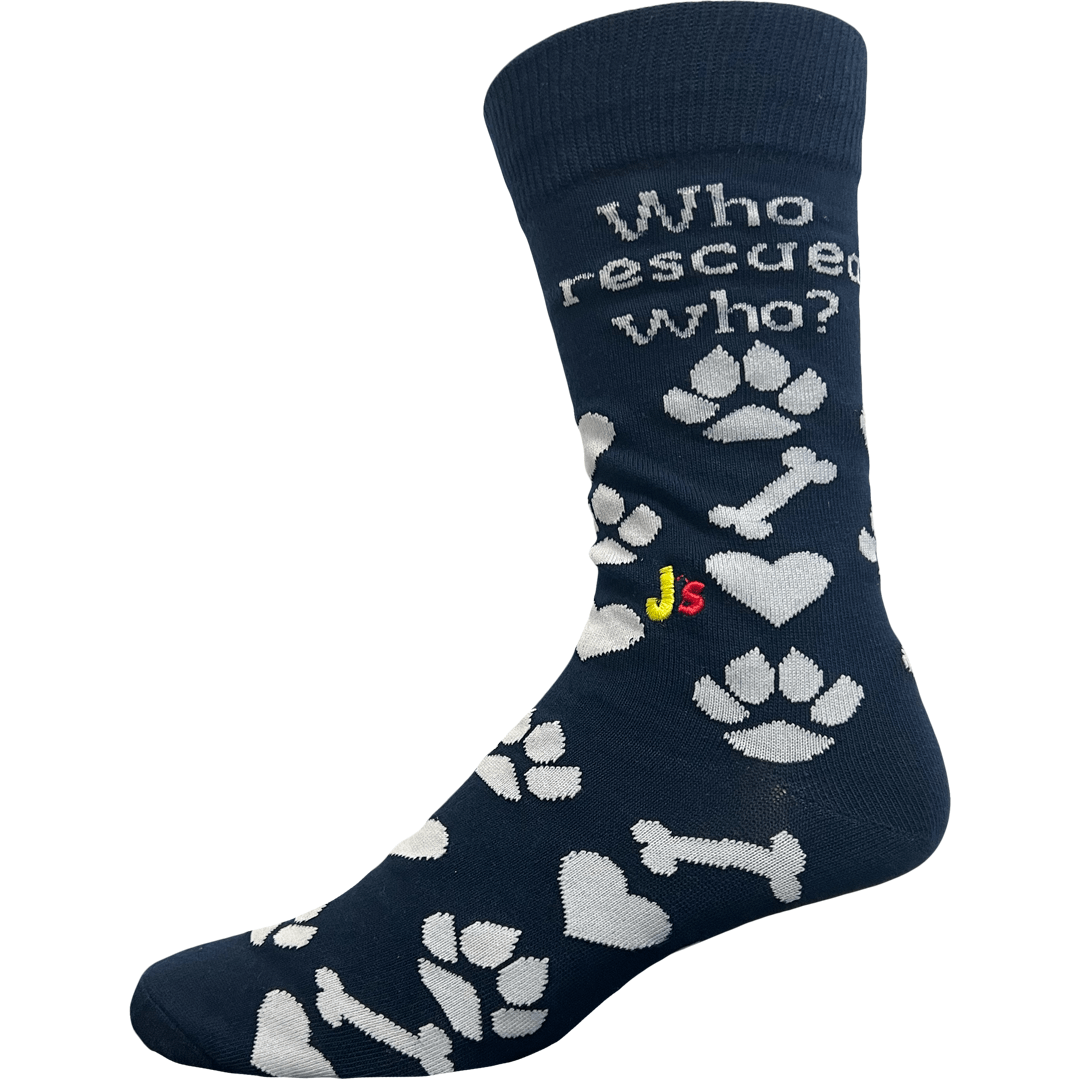 Who Rescued Who Men's Crew Socks Navy