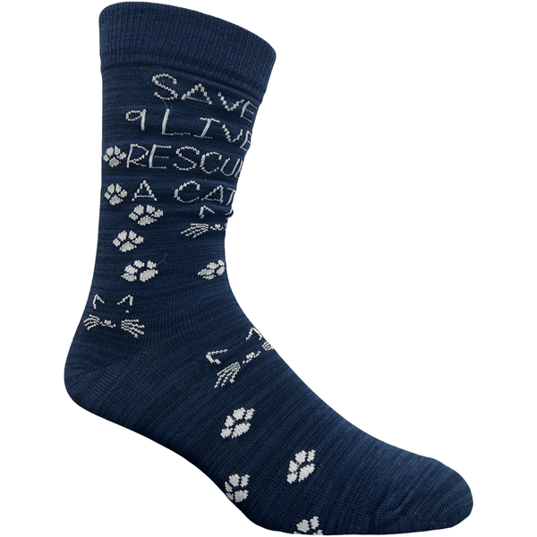 Save 9 Lives Men's Crew Socks Navy