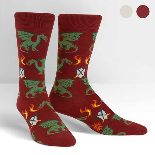 Beware Of Dragons Men's Crew Sock Red