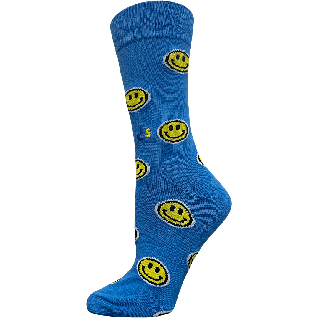 Smiley Face Blue Women's Crew Socks Blue
