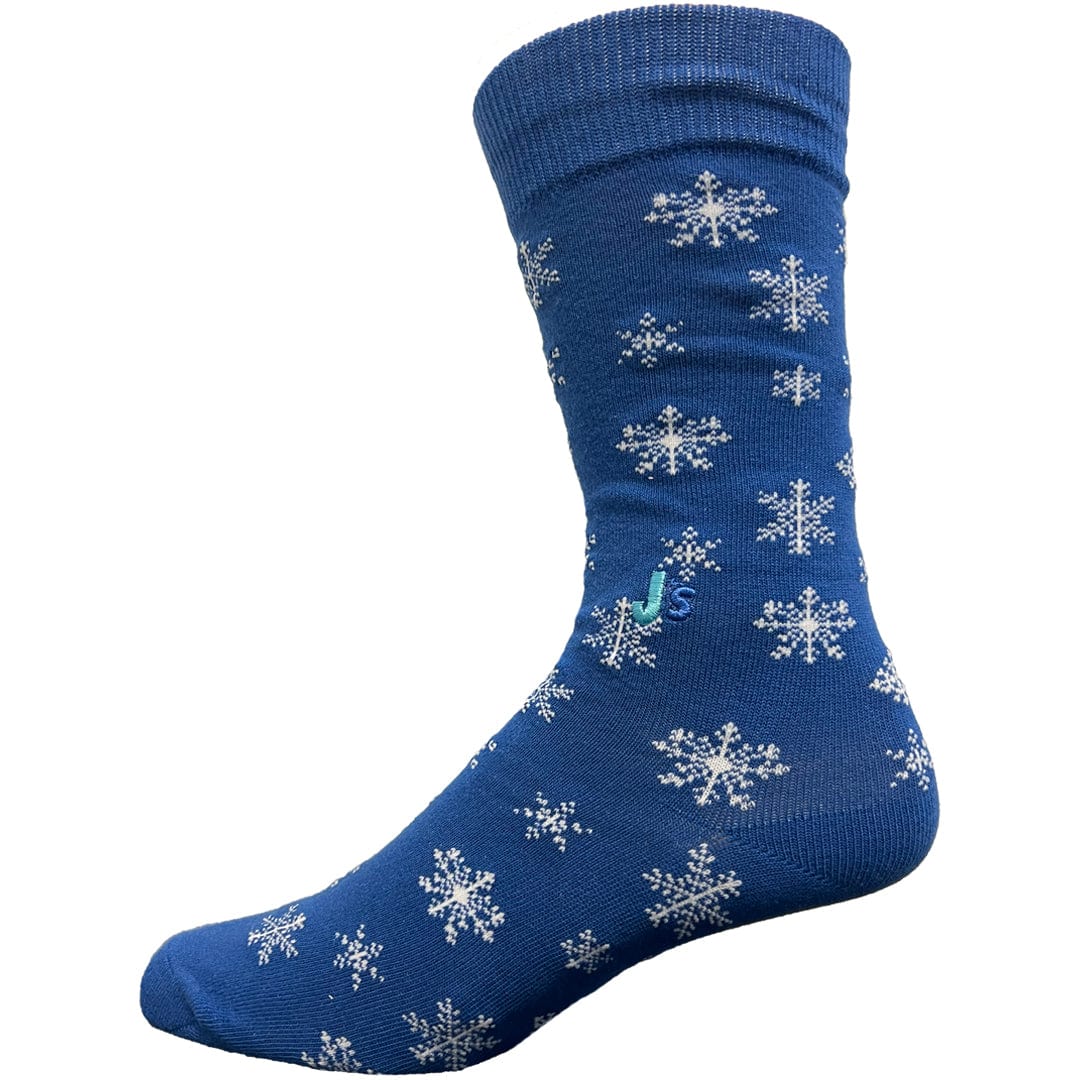 Snowflakes Men&#39;s Crew Socks Blue