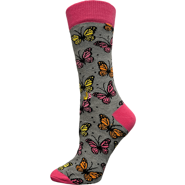 Butterfly Women's Crew Socks Grey