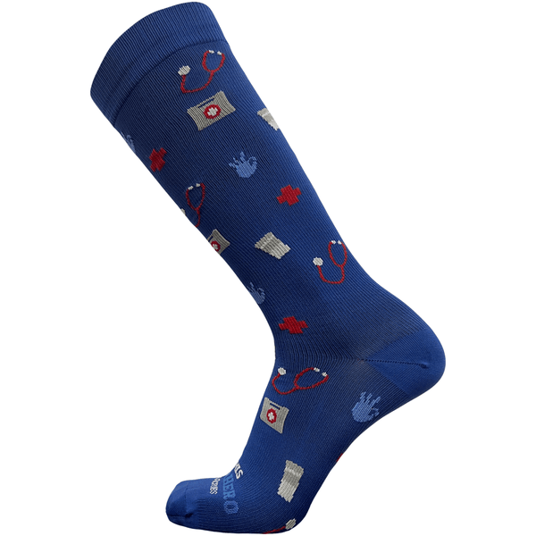 This Superhero Wears Scrubs Men's Compression Socks Navy