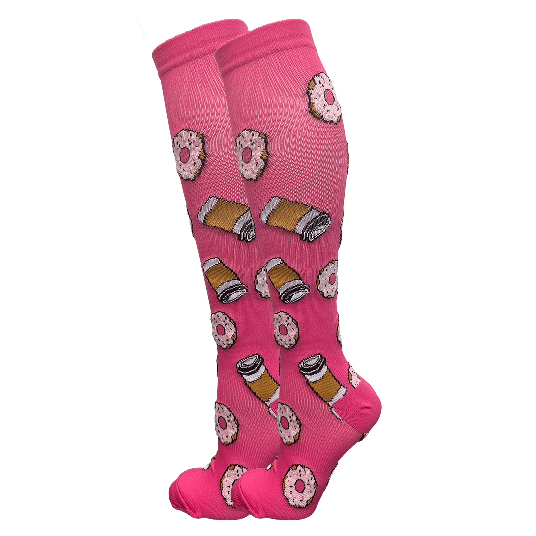 Women&#39;s Coffee &amp; Donuts Compression Socks Pink