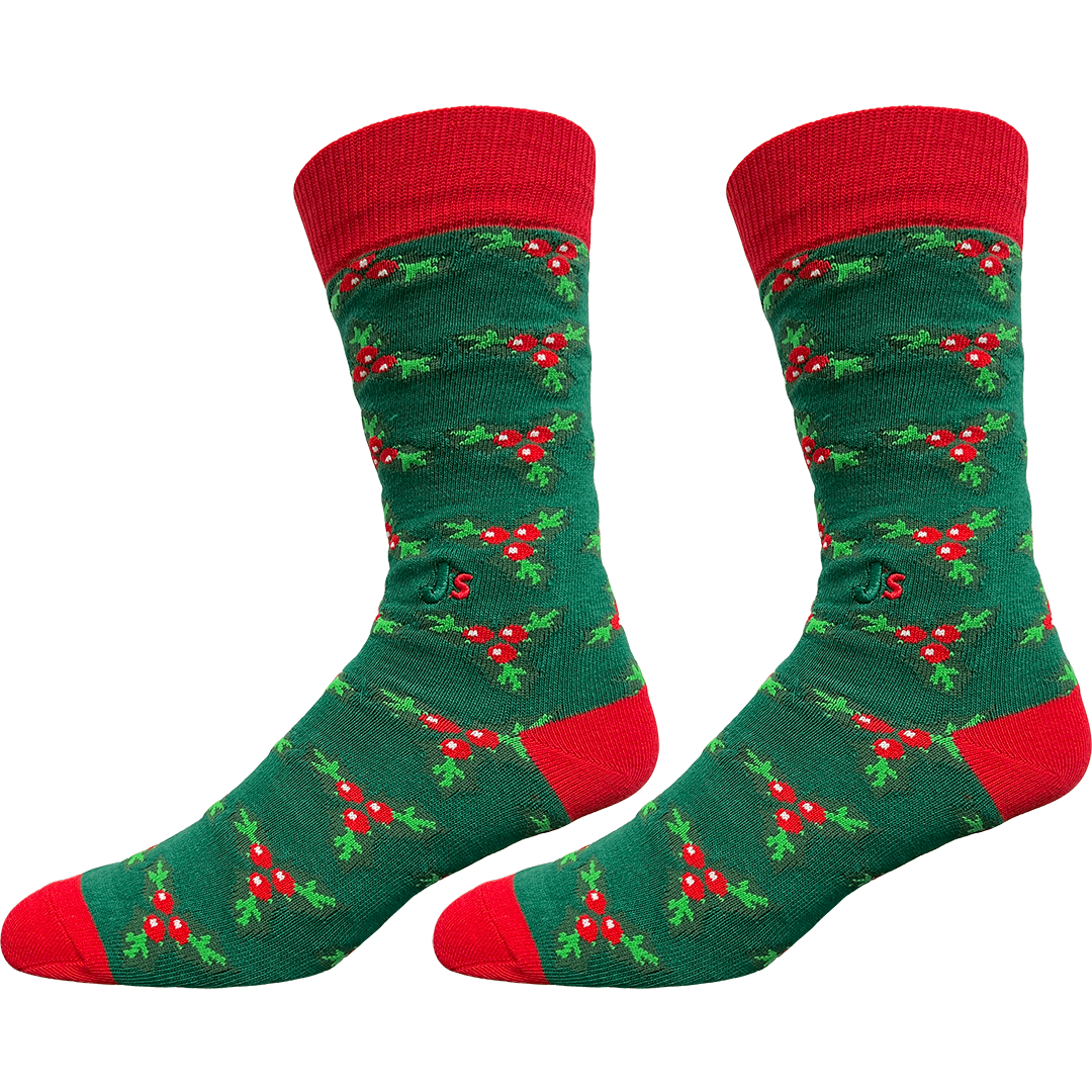 Christmas Holly Men's Crew Socks Green