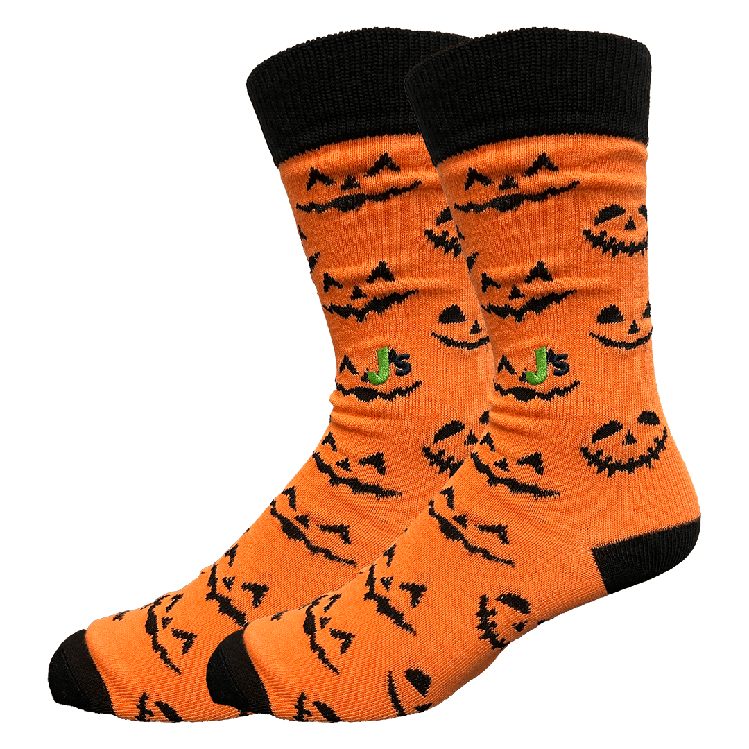 Jack O Lantern Men's Crew Socks Orange