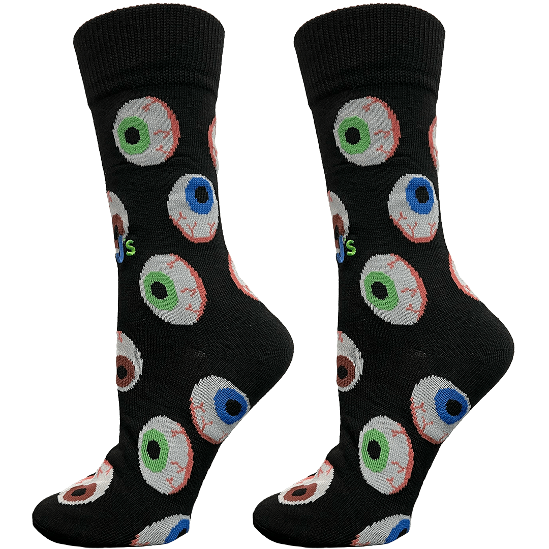 Spooky Eyeballs Women&#39;s Crew Socks Black