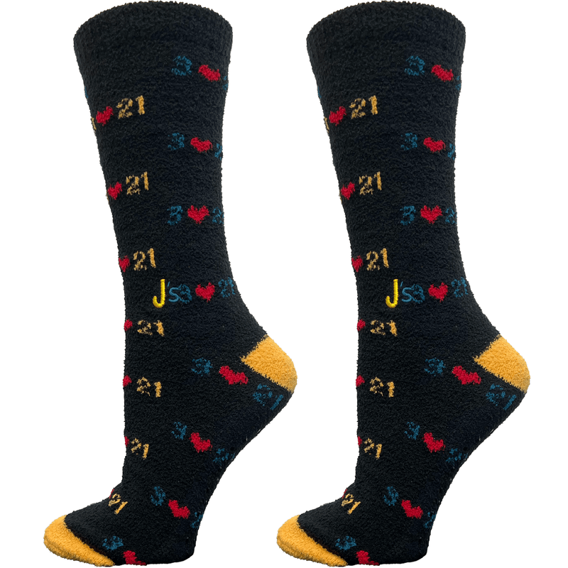 Down Syndrome Awareness Black Fuzzy Women's Crew Socks Black