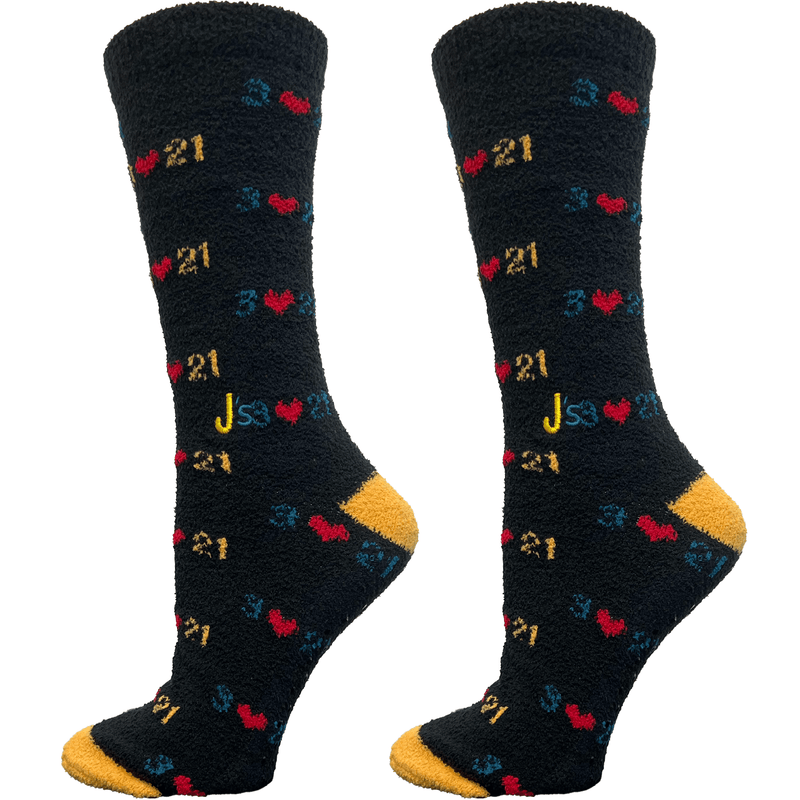 Down Syndrome Awareness Fuzzy Kids Crew Socks Black