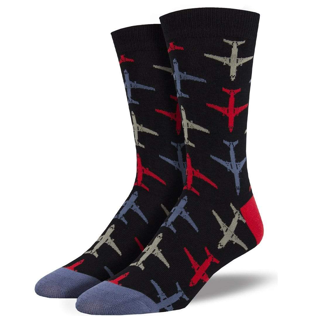 Airplanes Men's Crew Sock Black