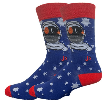 Astronaut in Space Mens Crew Sock Black