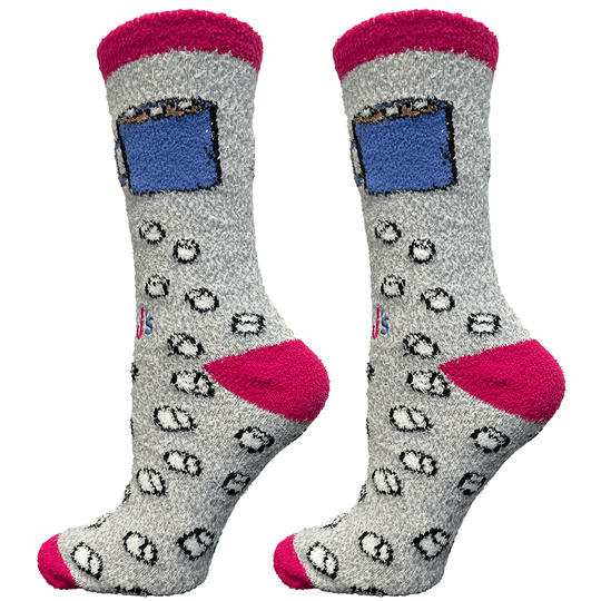 Hot Chocolate Mug Women's Fuzzy Crew Socks Grey