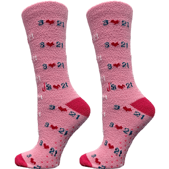 Down Syndrome Awareness Pink Fuzzy Women's Crew Socks Pink