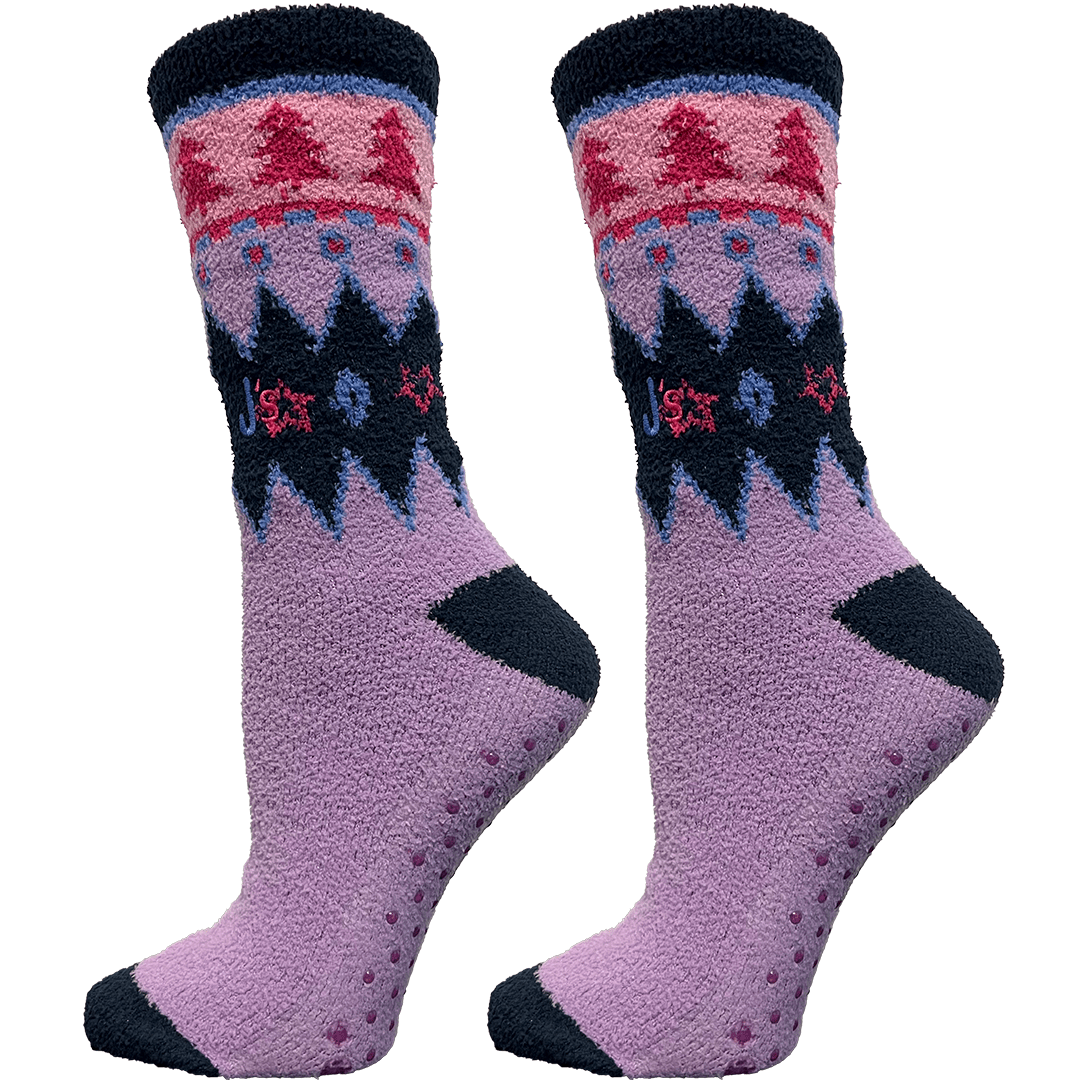 Tree Lavender Fuzzy Women's Crew Socks Lavender