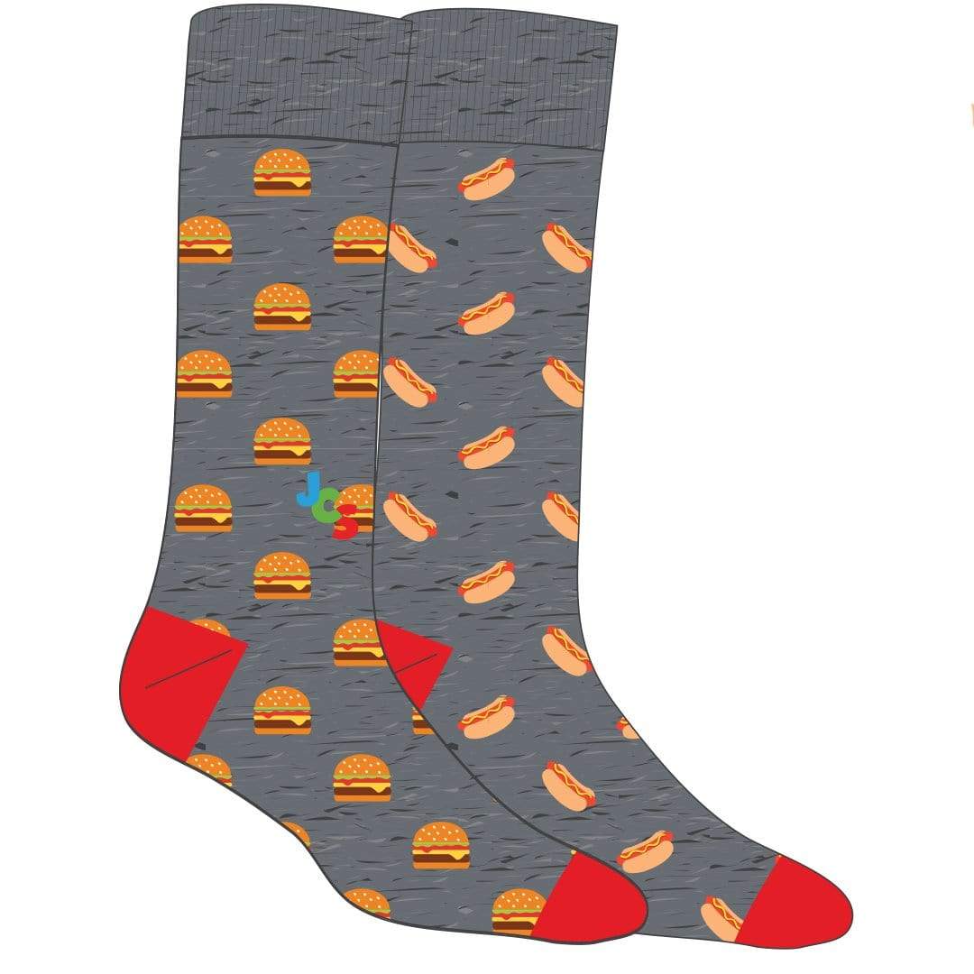 Left Right Hamburger Hot Dog Crew Socks Men's / Blue