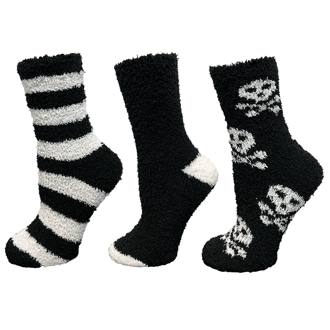 Women's Premium Fuzzy Toe Socks - Striped Print - Size 9-11