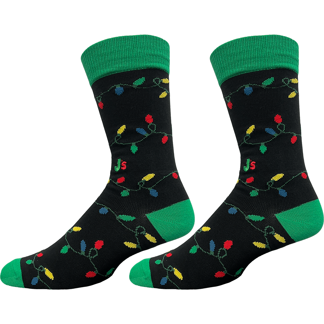 Christmas Lights Men's Crew Socks Black
