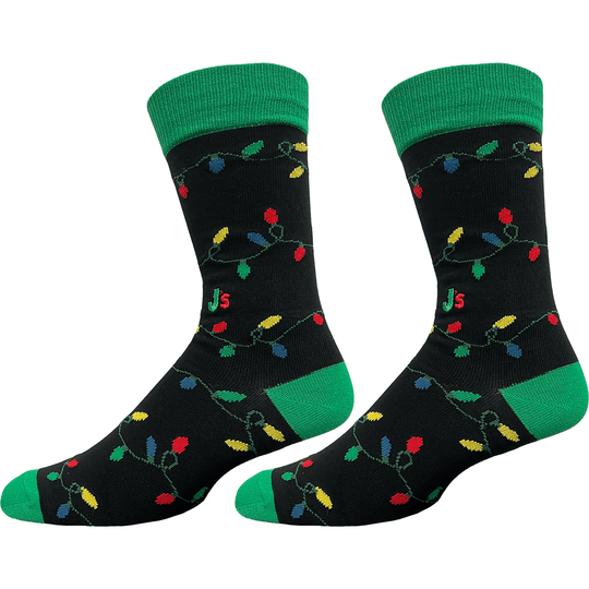 Christmas Lights Men's Crew Socks Black
