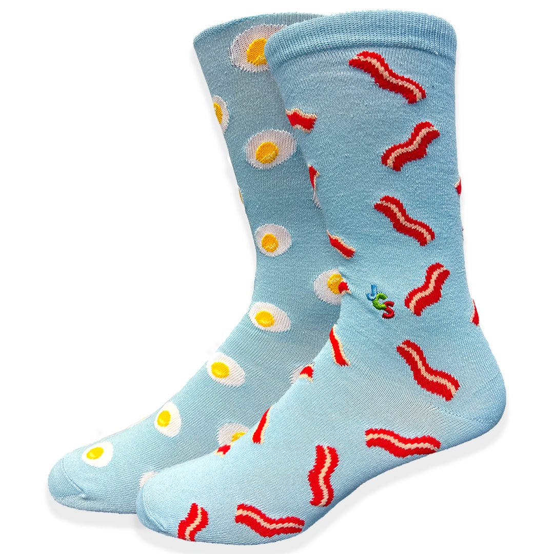 Mismatched Eggs and Bacon Crew Socks Women&#39;s / Blue
