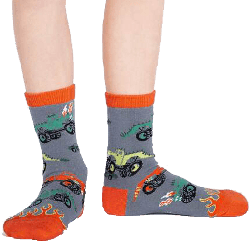 Monster Truck Junior Crew Sock Grey