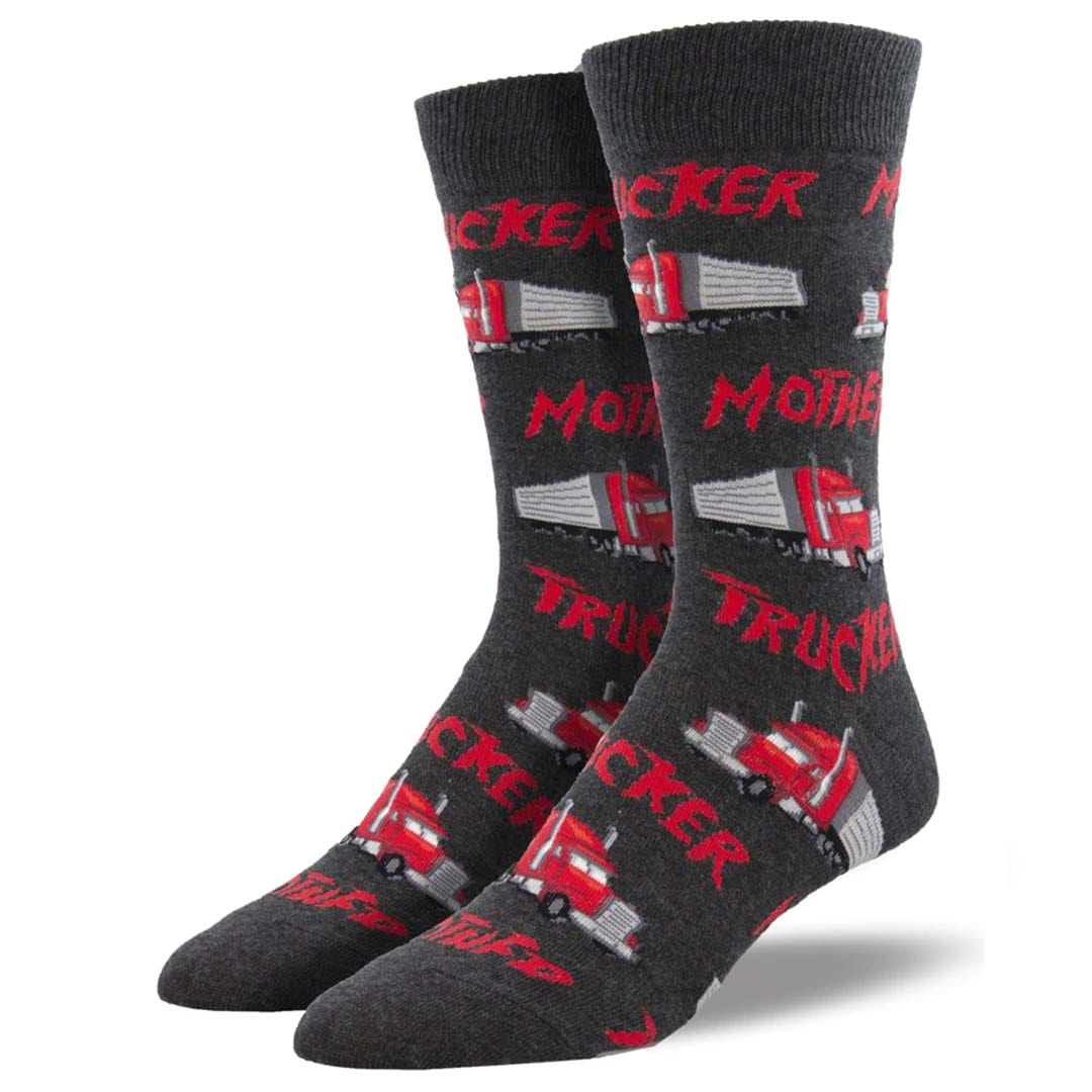 Mother Trucker Men's Crew Socks Charcoal