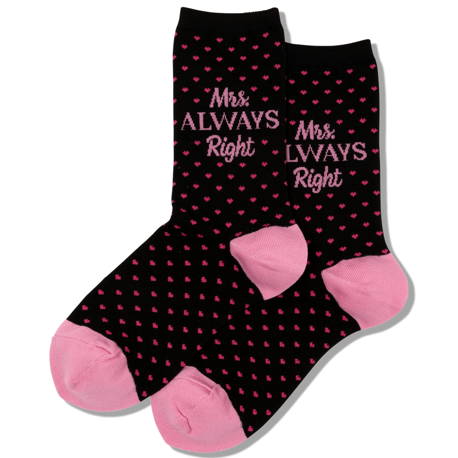 Mrs. Always Right Women's Crew Socks Black and Pink