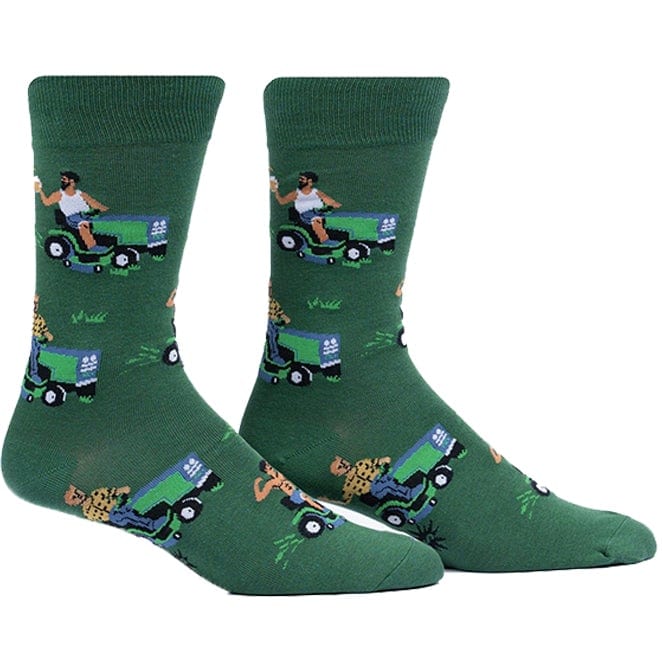 My Other Car is a Lawnmower Men's Crew Socks Green