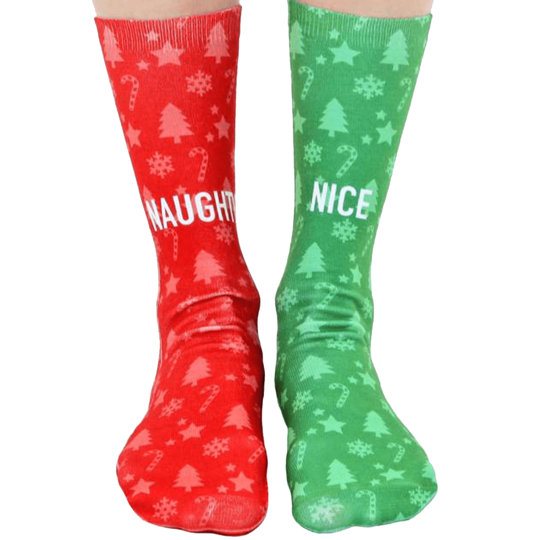 Naughty Nice Crew Socks Red