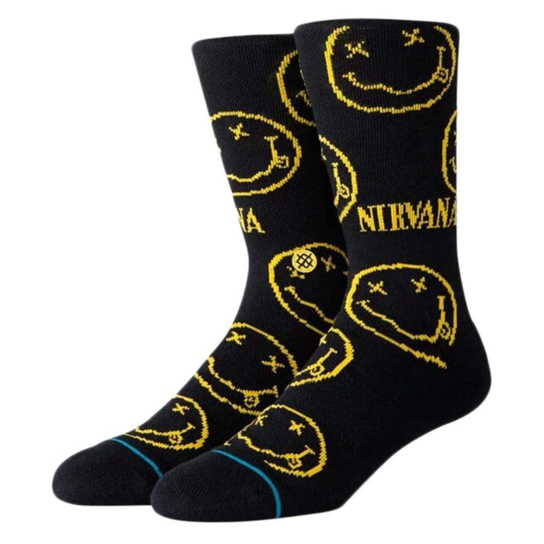Offizielle Nirvana Socken – Logo Stacked Design, Schwarz, Herren/Unisex, UK Größe 7-11