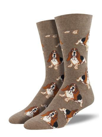 Nothing But a Hound Dog Socks -Men’s Crew Socks Brown