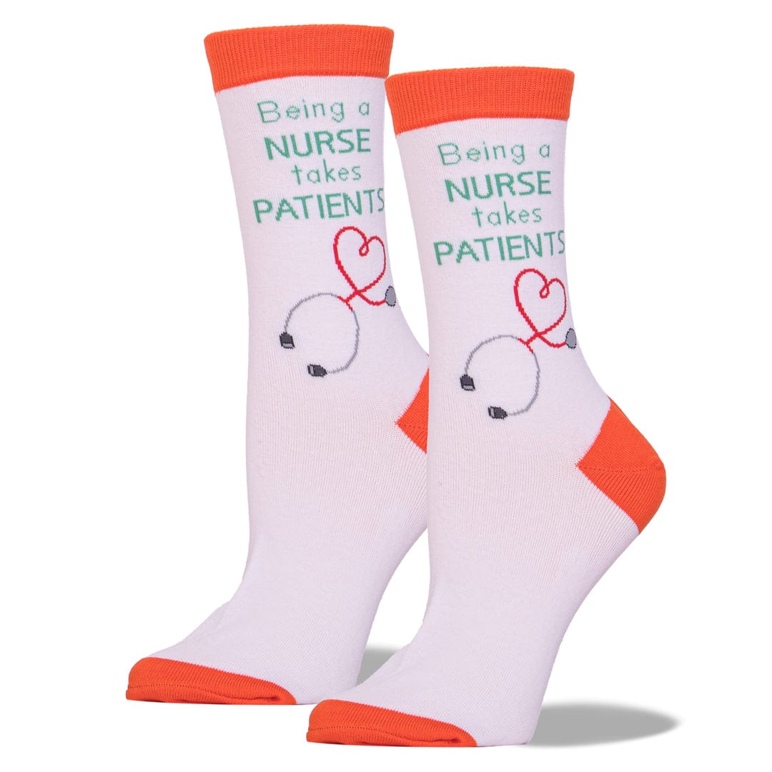 Nurse Takes Patients Socks Women&#39;s Crew Sock white