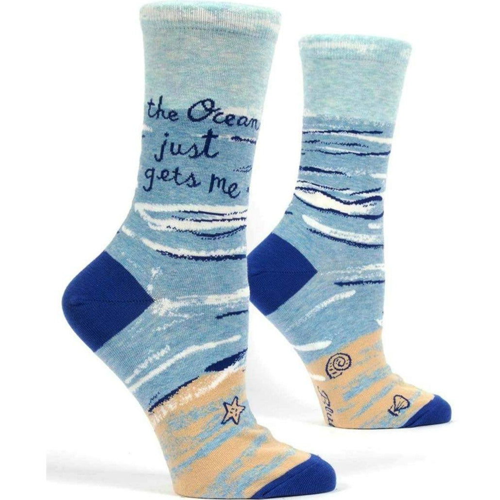 Ocean Gets Me Women&#39;s Crew Socks Blue