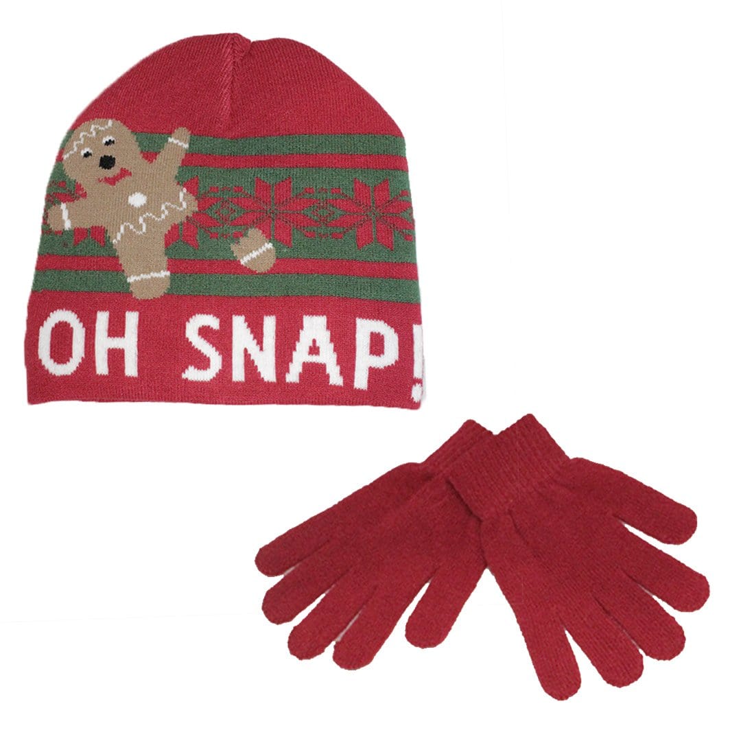 Oh Snap Hat &amp; Gloves Set Red