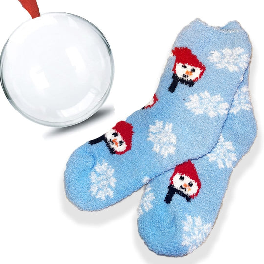 Snowman Fuzzy Sock Ornament Snowman Blue