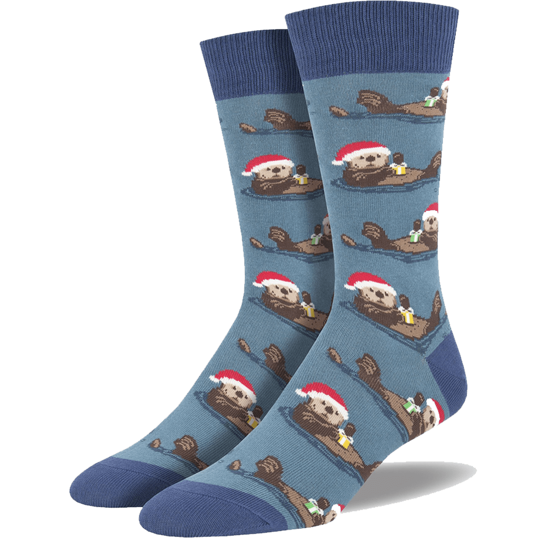 Otterly Merry Men&#39;s Crew Sock Blue