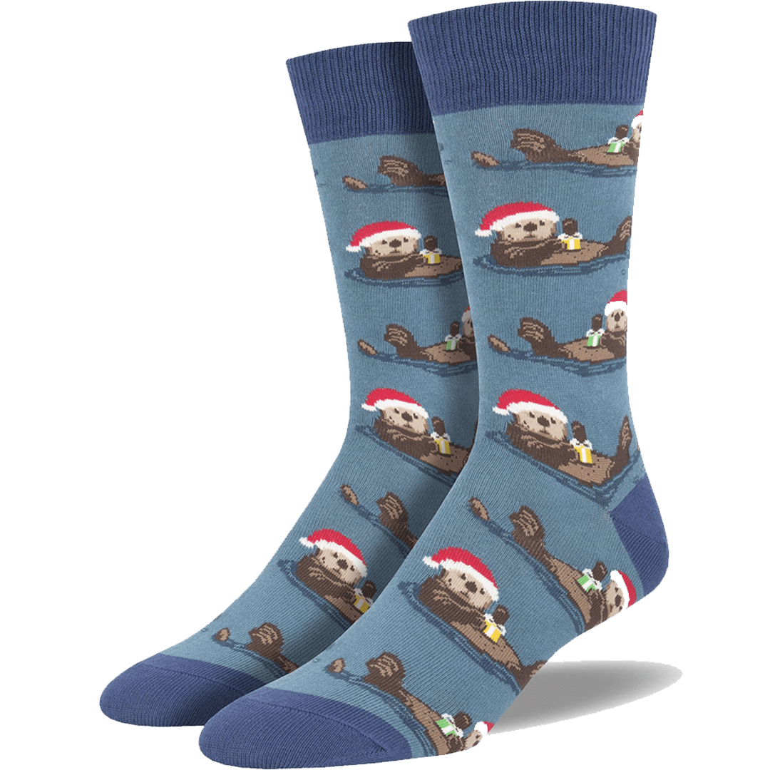 Otterly Merry Men's Crew Sock Blue