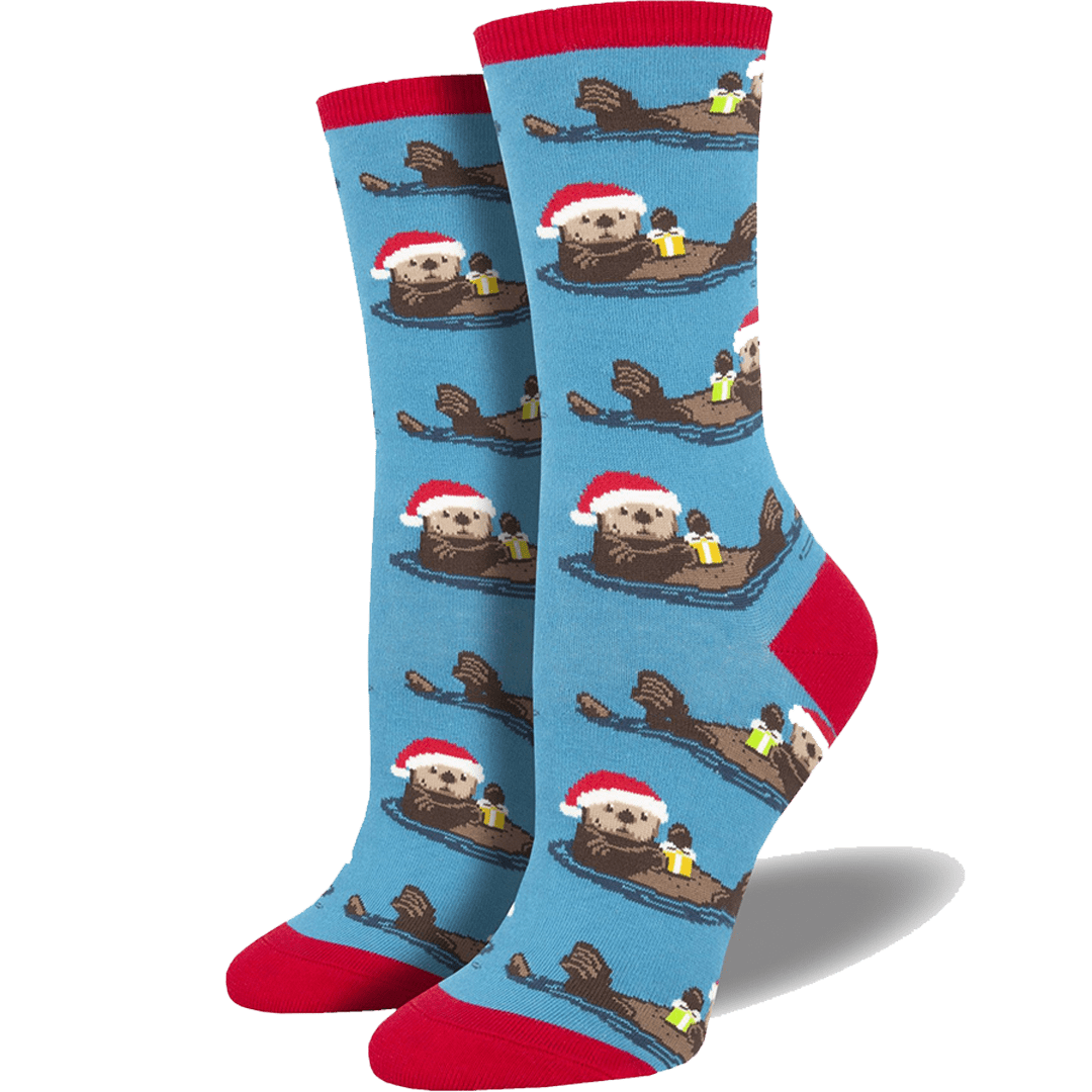 Otterly Merry Women&#39;s Crew sock Charcoal