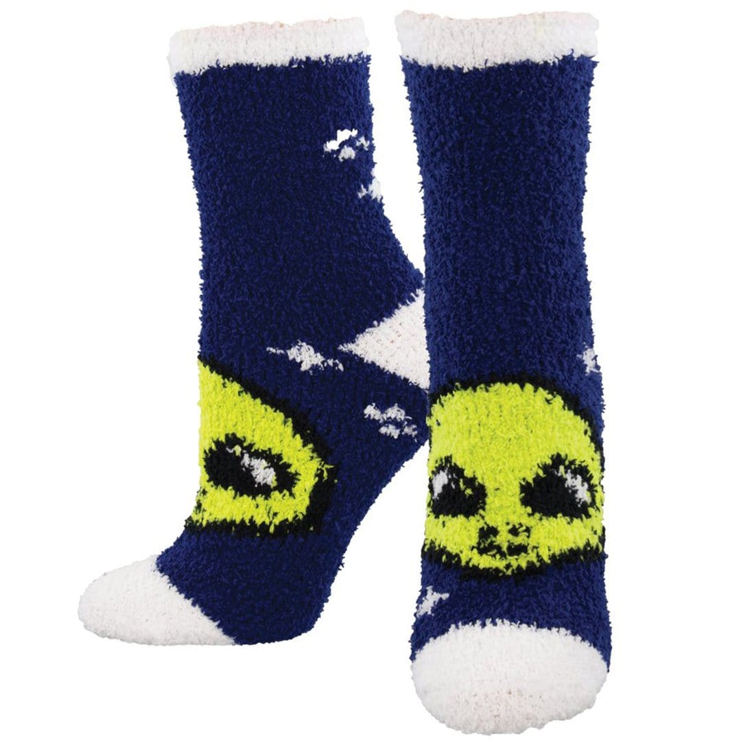 Out Of This World Fuzzy Women&#39;s Crew Sock Navy